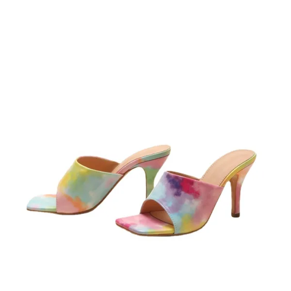 Chic / Beautiful Multi-Colors Street Wear Rainbow Womens Sandals 2021 7 cm Stiletto Heels Open / Peep Toe Sandals High Heels