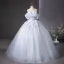 Chic / Beautiful Sky Blue Glitter Appliques Prom Dresses 2025 Ball Gown Off-The-Shoulder Short Sleeve Backless Floor-Length / Long Prom Formal Dresses