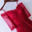 Chic / Beautiful Red Evening Dresses  2017 A-Line / Princess Lace Flower Spaghetti Straps Strapless Backless 1/2 Sleeves Ankle Length Evening Party