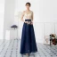 Chic / Beautiful Navy Blue Evening Dresses  2018 A-Line / Princess Sequins Scoop Neck Short Sleeve Ankle Length Formal Dresses