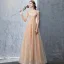 Chic / Beautiful Beige Evening Dresses  2018 A-Line / Princess Beading Backless Pearl Sequins Scoop Neck Sleeveless Floor-Length / Long Formal Dresses