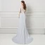 Modern / Fashion Grey Evening Dresses  2018 Trumpet / Mermaid Beading Lace Flower Pearl Rhinestone Scoop Neck 1/2 Sleeves Sweep Train Formal Dresses