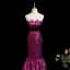 Sexy Purple Rhinestone Evening Dresses  2025 Trumpet / Mermaid Strapless Sleeveless Backless Floor-Length / Long Formal Dresses