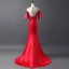 Luxury / Gorgeous Evening Dresses  2017 Trumpet / Mermaid Crystal Lace Flower Sequins Scoop Neck Short Sleeve Sweep Train Evening Party