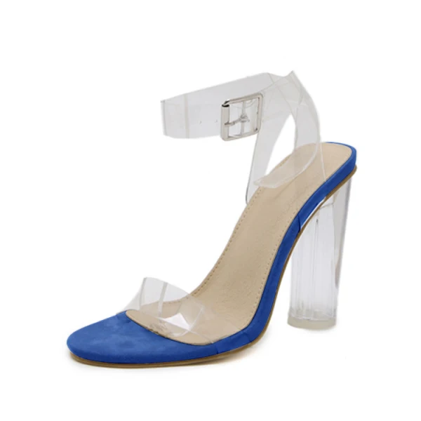Sexy Transparent Noire Club de carnaval Sandales Femme 2021 Bride Cheville 10 cm Talons Épais Peep Toes / Bout Ouvert Sandales Talons Hauts