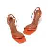 Enkel Orange Gateklær Sandaler Dame 2021 10 cm Stiletthæler Ankelstropp Peep Toe Sandaler Høyhælte