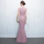 Chic / Belle Rose Bonbon Robe De Soirée 2018 Trompette / Sirène Cristal Paillettes Col Haut Sans Manches Longue Robe De Ceremonie