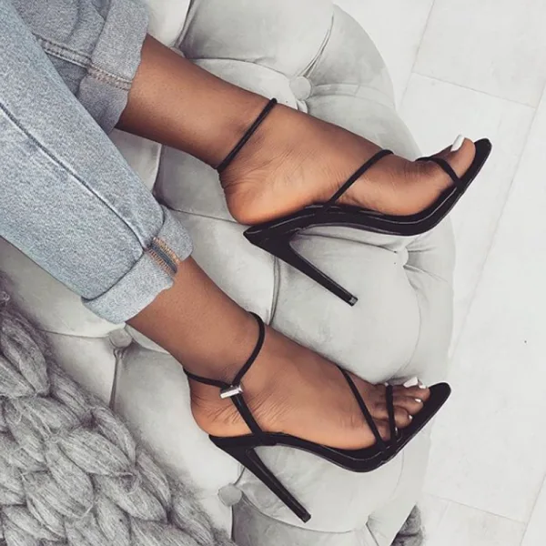 Modest / Simple Green Street Wear Womens Sandals 2021 Ankle Strap 11 cm Stiletto Heels Open / Peep Toe Sandals High Heels