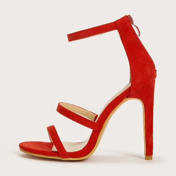 Chic / Beautiful Red Street Wear Womens Sandals 2021 Ankle Strap 11 cm Stiletto Heels Open / Peep Toe Sandals High Heels