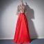 Luxury / Gorgeous Red Evening Dresses  2018 A-Line / Princess Sequins Beading Tassel High Neck 3/4 Sleeve Floor-Length / Long Formal Dresses