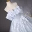 Chic / Beautiful Sky Blue Glitter Appliques Prom Dresses 2025 Ball Gown Off-The-Shoulder Short Sleeve Backless Floor-Length / Long Prom Formal Dresses