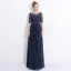 Chic / Belle Robe De Soirée 2017 Princesse En Dentelle Paillettes Ceinture Encolure Dégagée 1/2 Manches Longue Robe De Ceremonie