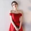 Chic / Belle Rouge Robe De Soirée 2017 Princesse Dentelle Fleur Paillettes De l'épaule Dos Nu Manches Courtes Longueur Cheville Robe De Ceremonie