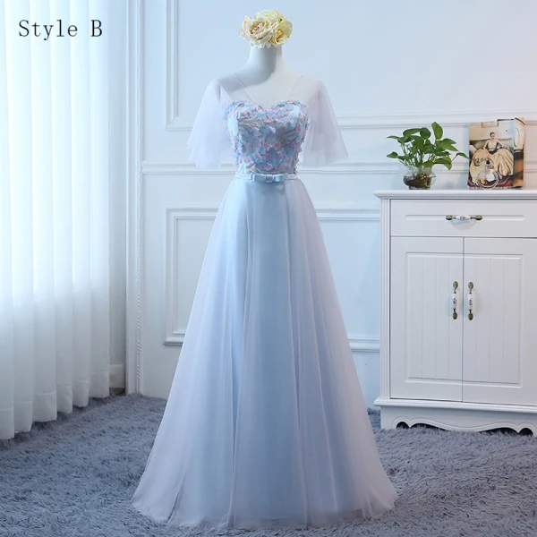 Schöne Himmelblau Brautjungfernkleider 2017 A Linie Schleife Künstliche Blumen Rückenfreies Lange Brautjungfer Kleider Für Hochzeit