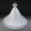 Chic / Belle Robe De Mariée 2017 Robe Boule En Dentelle Fleur Paillettes De l'épaule Dos Nu Manches Courtes Royal Train