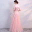 Chic / Beautiful Pearl Pink Chinese style Formal Dresses 2017 A-Line / Princess Lace Flower Pearl High Neck Short Sleeve Floor-Length / Long Evening Dresses