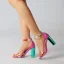 Eye-catching Fuchsia Laser Cocktail Party Evening Party Womens Sandals 2021 Ankle Strap 11 cm Thick Heels Open / Peep Toe Sandals High Heels