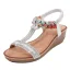 Bohemia Champagne Beach Rhinestone Womens Sandals 2021 Open / Peep Toe Wedges T-Strap Sandals