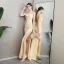 Sexy Champagne Robe De Soirée 2018 Trompette / Sirène Fendue devant Bretelles Spaghetti Fond croisé plongeant Dos Nu Sans Manches Longue Robe De Ceremonie