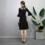 Modest / Simple Black Homecoming Graduation Dresses 2018 A-Line / Princess High Neck Bell sleeves Knee-Length Formal Dresses