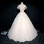 Chic / Beautiful Prom Dresses 2017 Ball Gown Lace Flower Artificial Flowers Butterfly Pearl Scoop Neck Short Sleeve Floor-Length / Long Formal Dresses