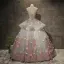 Chic / Beautiful Grey Prom Dresses 2017 Ball Gown Lace Flower Appliques Bow Scoop Neck Backless Sleeveless Floor-Length / Long Formal Dresses