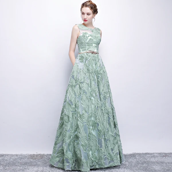 Chic / Belle Robe De Soirée 2017 Princesse Métal Ceinture Encolure Dégagée Longue Robe De Ceremonie