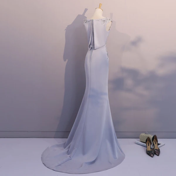 Chic / Belle Robe De Soirée 2017 Trompette / Sirène En Dentelle Fleur Perlage Paillettes Encolure Dégagée Sans Manches Train De Balayage Robe De Ceremonie