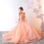 Chic / Beautiful Orange Evening Dresses  2017 A-Line / Princess Lace Flower Sequins V-Neck Backless Sleeveless Floor-Length / Long Formal Dresses