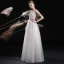 Chic / Belle Ivoire Robe De Soirée 2017 Princesse En Dentelle Fleur Perle Paillettes V-Cou Dos Nu Sans Manches Longueur Cheville Robe De Ceremonie