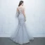 Chic / Beautiful Grey Evening Dresses  2017 A-Line / Princess Lace Flower Pearl Scoop Neck Zipper Up Sleeveless Floor-Length / Long Formal Dresses