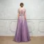 Chic / Beautiful Grape Evening Dresses  2017 A-Line / Princess Lace Flower Beading Sequins Scoop Neck Short Sleeve Floor-Length / Long Formal Dresses