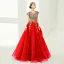 Luxury / Gorgeous Prom Dresses 2017 Ball Gown Lace Flower Pearl Sequins Scoop Neck Floor-Length / Long Sleeveless Formal Dresses