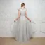 Chic / Beautiful Evening Dresses  2017 A-Line / Princess Lace Sequins Scoop Neck Cap Sleeves Floor-Length / Long Formal Dresses