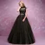 Luxury / Gorgeous Black Gold Prom Dresses 2017 Ball Gown Lace Beading Crystal Rhinestone High Neck Backless Sleeveless Floor-Length / Long Formal Dresses