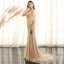 Luxury / Gorgeous Gold Evening Dresses  2017 Trumpet / Mermaid Beading Crystal Pearl Sequins Scoop Neck Backless 1/2 Sleeves Sweep Train Formal Dresses