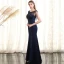 Chic / Beautiful Navy Blue Evening Dresses  2017 Trumpet / Mermaid Crystal Scoop Neck Sleeveless Ankle Length Formal Dresses