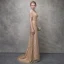 Scintillantes Dorés Robe De Soirée 2017 Trompette / Sirène Glitter Dentelle Métal Ceinture De l'épaule Manches Courtes Train De Balayage Robe De Ceremonie