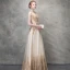 Sparkly Champagne Evening Dresses  2017 A-Line / Princess Pearl Sequins Metal Sash Scoop Neck Sleeveless Ankle Length Formal Dresses