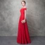 Chic / Beautiful Red Evening Dresses  2017 A-Line / Princess Off-The-Shoulder Backless Sleeveless Floor-Length / Long Formal Dresses