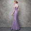 Elegant Lavender Evening Dresses  2017 Trumpet / Mermaid Bow Crystal Rhinestone Spaghetti Straps Backless Sleeveless Ankle Length Formal Dresses