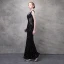 Sexy Noir Robe De Soirée 2017 Trompette / Sirène En Dentelle Fleur Cristal Paillettes Percé V-Cou Dos Nu Sans Manches Longueur Cheville Robe De Ceremonie