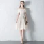 Modest / Simple Black Graduation Dresses 2018 A-Line / Princess Off-The-Shoulder Short Sleeve Backless Knee-Length Formal Dresses