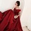 Charmant Rouge Robe De Soirée 2018 Princesse Volants De l'épaule Dos Nu Manches Courtes Longue Robe De Ceremonie