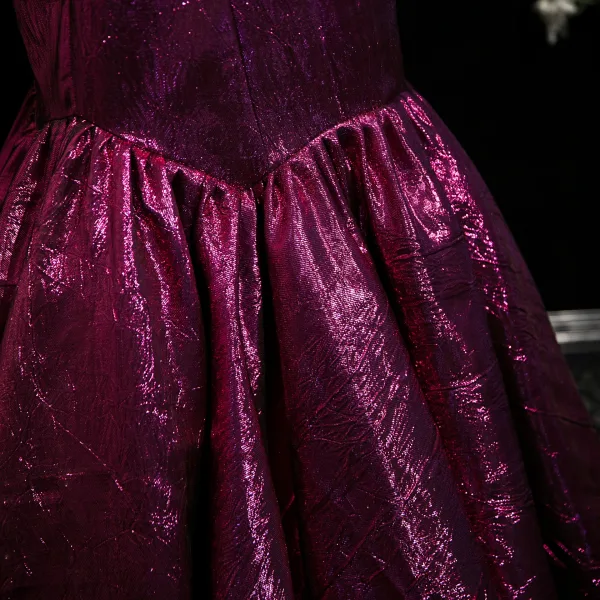 Sexy Purple Rhinestone Evening Dresses 2025 Trumpet / Mermaid Strapless Sleeveless Backless Floor-Length / Long Formal Dresses