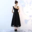 Chic / Beautiful Black Homecoming Graduation Dresses 2017 A-Line / Princess Amazing / Unique V-Neck Backless Sleeveless Tea-length Formal Dresses