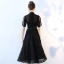 Chic / Beautiful Black Homecoming Graduation Dresses A-Line / Princess 2017 Lace Bow High Neck Short Sleeve Tea-length Formal Dresses