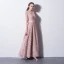 Chic / Belle Rougissant Rose Robe De Soirée 2017 Princesse Encolure Dégagée 3/4 Manches Longueur Cheville Robe De Ceremonie
