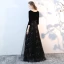 Chic / Belle Noir Robe De Bal 2017 Princesse V-Cou 3/4 Manches Longue Robe De Ceremonie