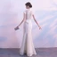Elegant Champagne Evening Dresses  2017 Trumpet / Mermaid Lace Embroidered Pearl High Neck Cap Sleeves Floor-Length / Long Formal Dresses